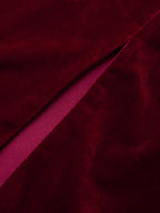 Wine Red Faux Pearl Velvet Boat Neck Half Sleeve Sheath Midi Dress