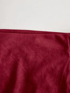 Western Retro Red Faux Suede Slit Fringe Midi Skirt