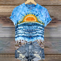 Women's Sunset On The Ocean Ice Dyed Tie Dye T-shirt