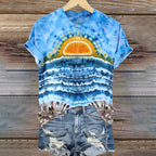 Women's Sunset On The Ocean Ice Dyed Tie Dye T-shirt