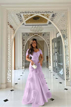 Sweetheart Short Sleeves Long Mermaid Prom Dress With Pleated WQ0144