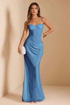 Sleeveless Spaghetti Strap Long Mermaid Prom Dress With Pleated CY0069