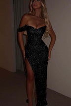 One Shoulder Strapless Sleeveless Long Mermaid Prom Dress With Split MS0185