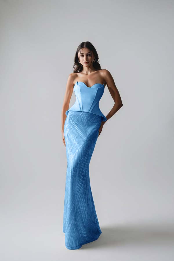 Sleeveless Strapless Long Mermaid Prom Dress With Pleated Sequins WQ0265