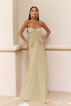 Chic Strapless Sweetheart Long Mermaid Prom Dress With Pleated WQ0073