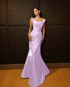 Shining Wide Shoulder Straps Sleeveless Long Mermaid Prom Dress With Pleated YK0715