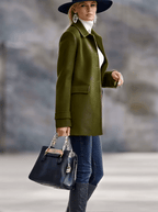 Casual Retro Olive Green Tweed Coat