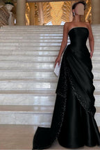 Chic Strapless Sleeveless Long Prom Dress With Pleated Beading WQ0094