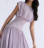Cocoslly Bateau Simple Summer Sleeveless Long Prom Dress With Beadings | Lilac Chiffon ZT0652