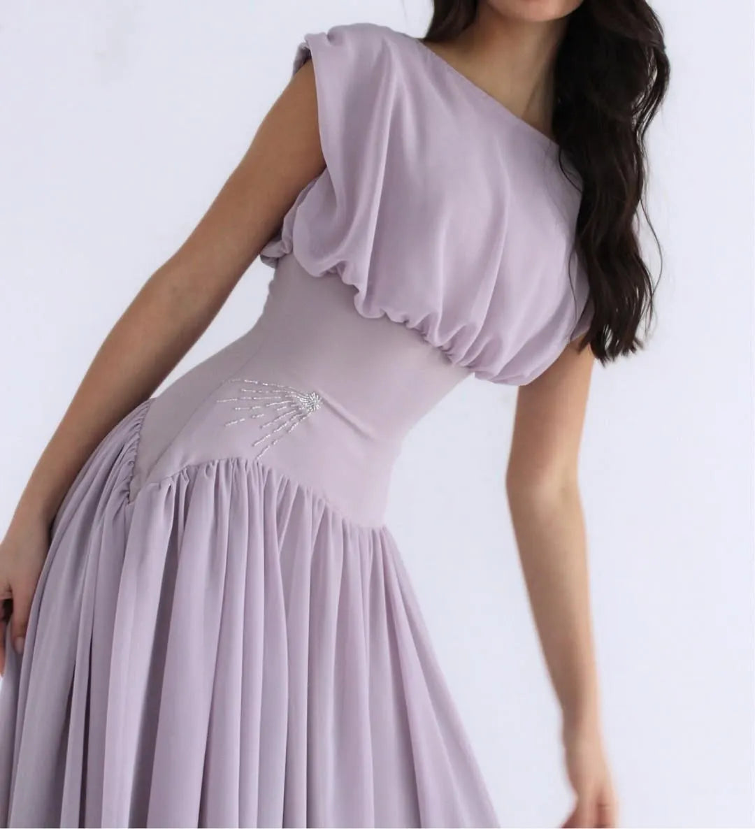 Cocoslly Bateau Simple Summer Sleeveless Long Prom Dress With Beadings | Lilac Chiffon ZT0652