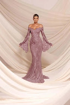 Cocoslly Strapless Sleeveless High Waist Long Mermaid Prom Dress | White Lace And Chiffon WQ0811