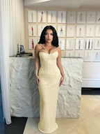 Cocoslly Spaghetti Straps Sleeveless High Waist Long Mermaid  Prom Dress | Brown Sequins YK0969