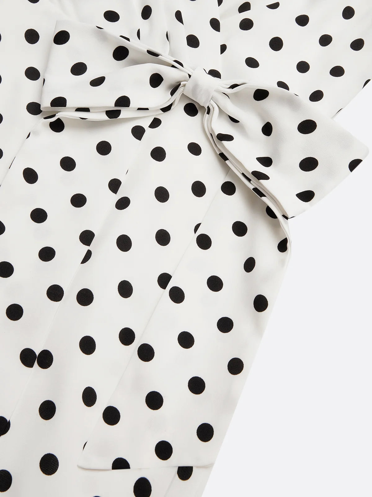 White Polka Dots Bow Classic V Neck Sleeveless Sheath Midi Dress