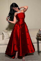 Strapless Sleeveless Long Prom Dress With Pleated Appliques WQ0031