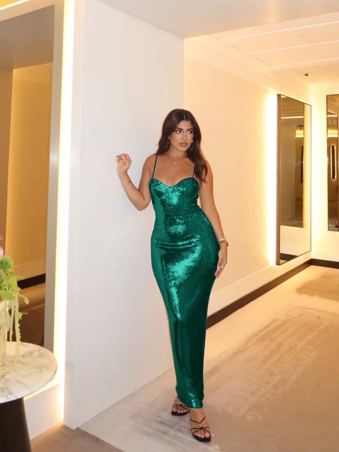 Spaghetti Strap Sleeveless Long Mermaid Prom Dress With Pleated YK0527