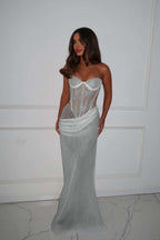 Strapless Sleeveless Long Mermaid Prom Dress With Lace Pleated WQ0270