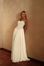 Cocoslly Spaghetti Straps Sleeveless High Waist Long Prom Dress | Glod Champage Chiffon YC0559