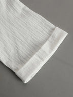 Vacation Retro White Cotton Linen Short-Sleeve Hooded Top And Balloon Pants Set