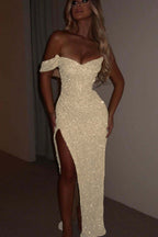 One Shoulder Strapless Sleeveless Long Mermaid Prom Dress With Split MS0185
