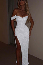 One Shoulder Strapless Sleeveless Long Mermaid Prom Dress With Split MS0185