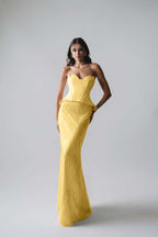 Sleeveless Strapless Long Mermaid Prom Dress With Pleated Sequins WQ0265