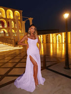 Strapless Sleeveless Long Mermaid Prom Dress With Split Appliques YK0231