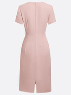 Pink Irregular Craftsmanship Ruched A-Line Short Sleeve Midi Dress
