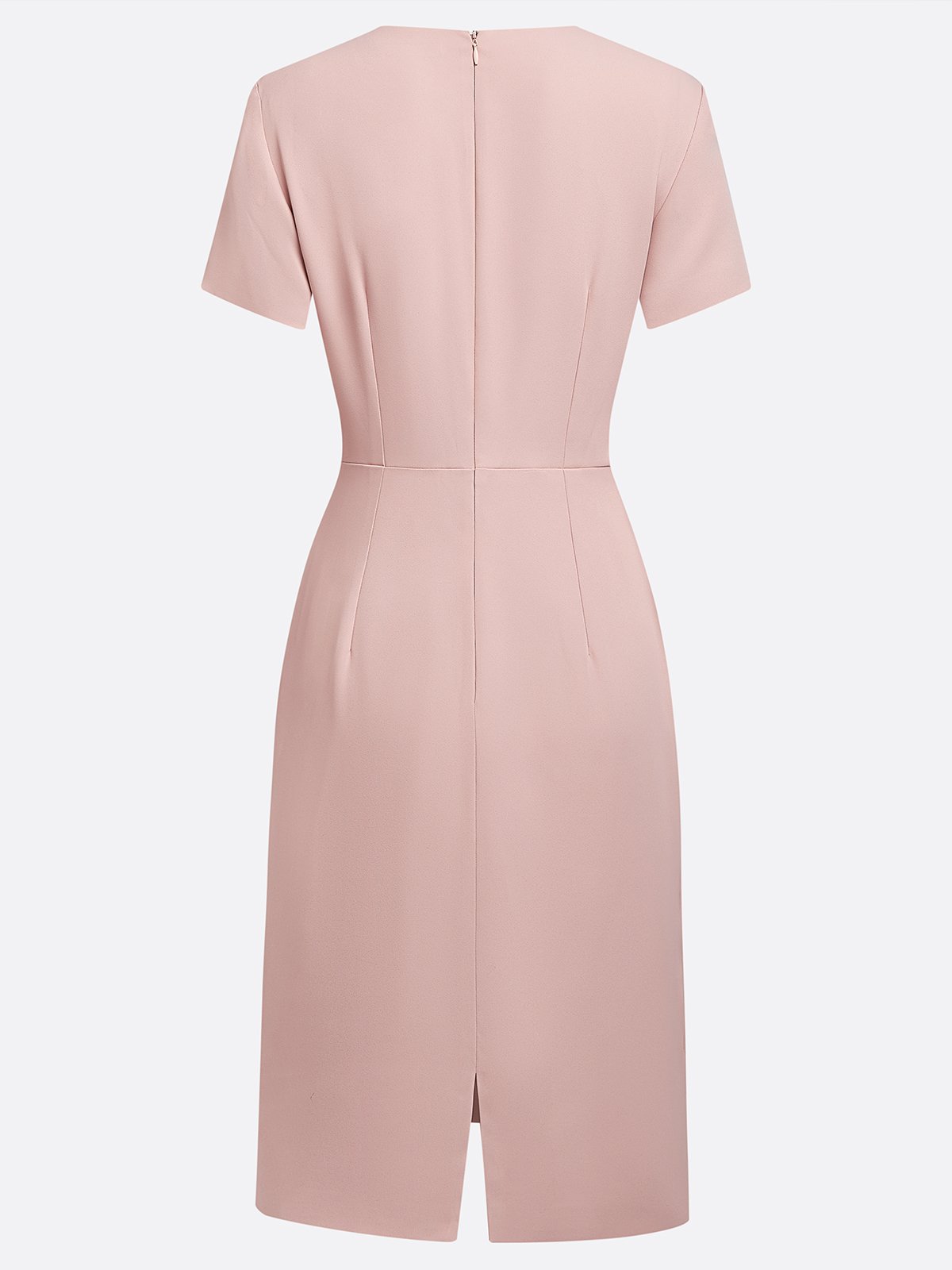 Pink Irregular Craftsmanship Ruched A-Line Short Sleeve Midi Dress
