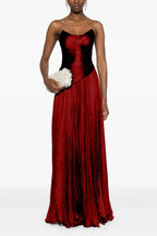 Chic Strapless Sleeveless Long Prom Dress With Ruffles Pleated WQ0236
