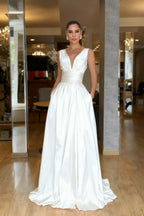 Straps Sleeveless High Waist Long Prom Dress With Pockets Pleated MS0387