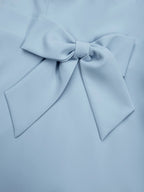 Light Blue Bow Lace Classic Sweetheart Neckline Sleeveless Mermaid Maxi Dress