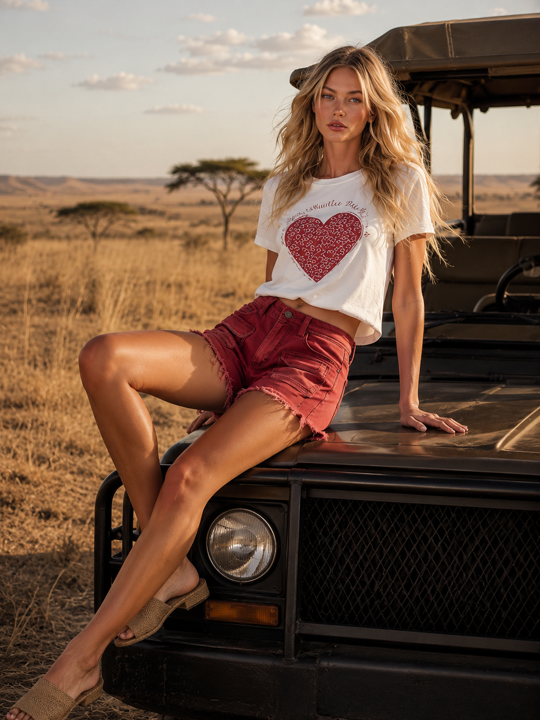 Rowan Cherry Red Cargo Denim Shorts Effortless Summer Energy