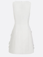 White 3D Floral Pearl Classic Boat Neck Sleeveless A-Line Mini Dress