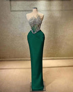 Strapless Sleeveless Long Mermaid Prom Dress With Beading Pleated YK0451