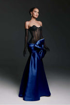 Strapless Sweetheart Sleeveless Long Mermaid Prom Dress With Gloves WQ0174