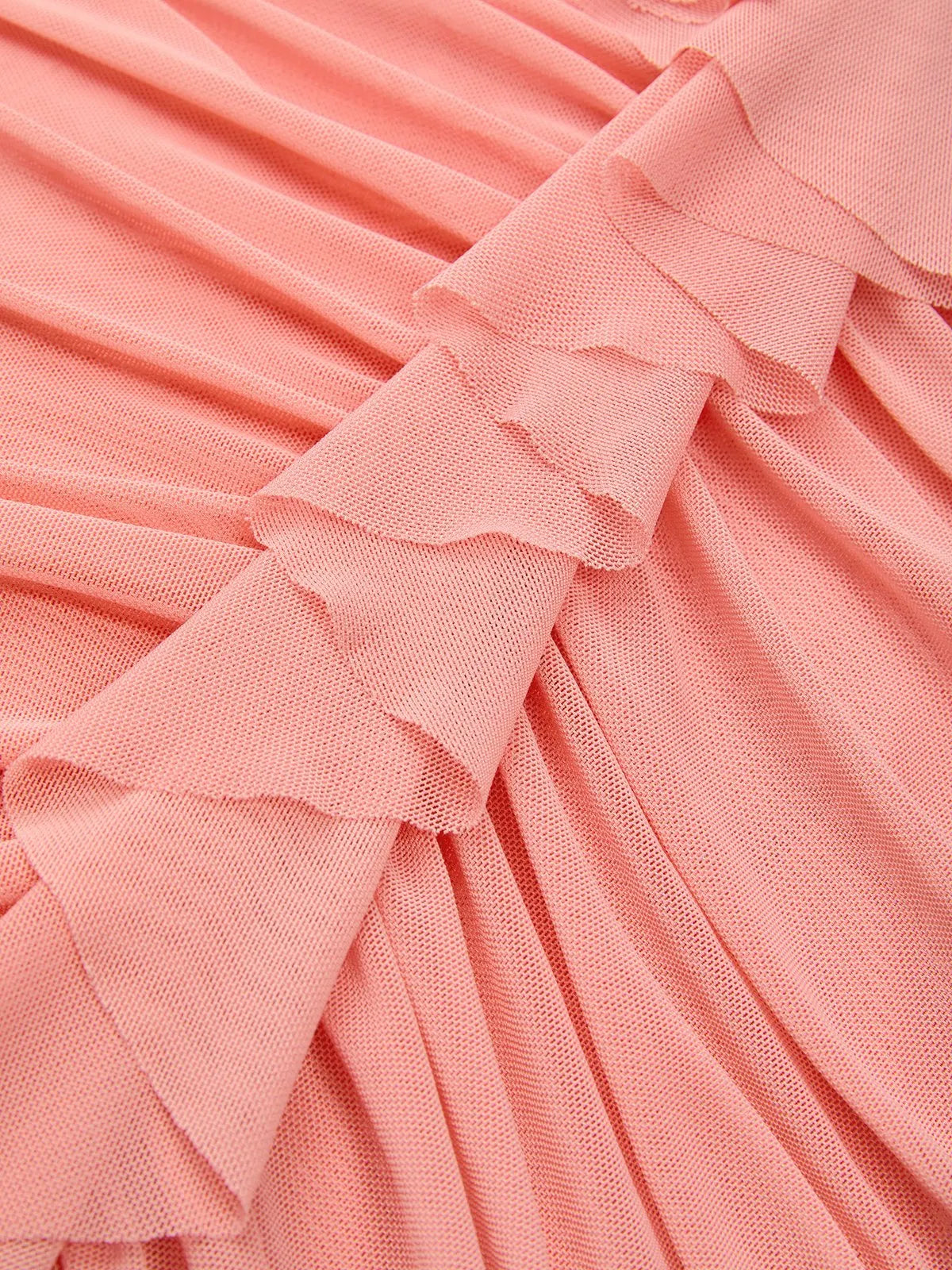 Rose Pink Metal Ruched Classic Halter Sleeveless Bodycon Floor-length Gown Dress