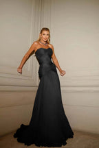 Strapless Sleeveless Sweetheart Long Prom Dress With Pleated YK0128
