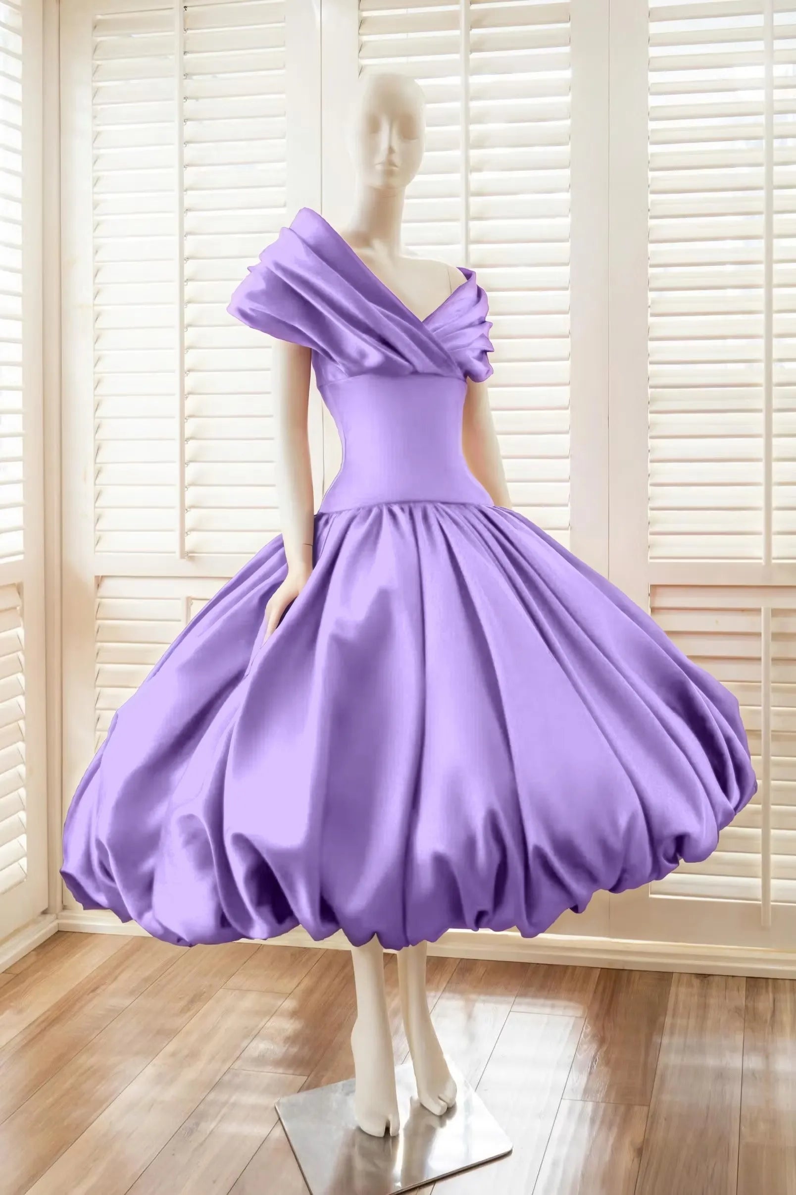 Cocoslly Off-The-Shoulder Sleeveless High Waist Long A Line Prom Dress With Pleated | Red Satin YC0571