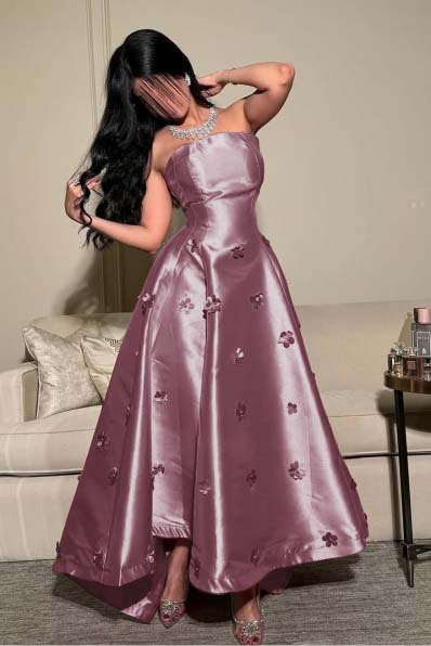 Strapless Sleeveless Long Prom Dress With Pleated Appliques WQ0031