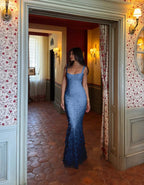 Straps Sleeveless Long Mermaid Prom Dress With Appliques Pleated YK0253