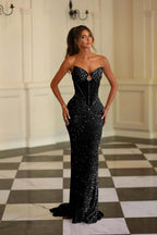 Chic Strapless Sleeveless Long Mermaid Prom Dress With Beading WQ0278