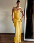 Strapless Sweetheart Sleeveless Long Mermaid Prom Dress With Pleated YK0363