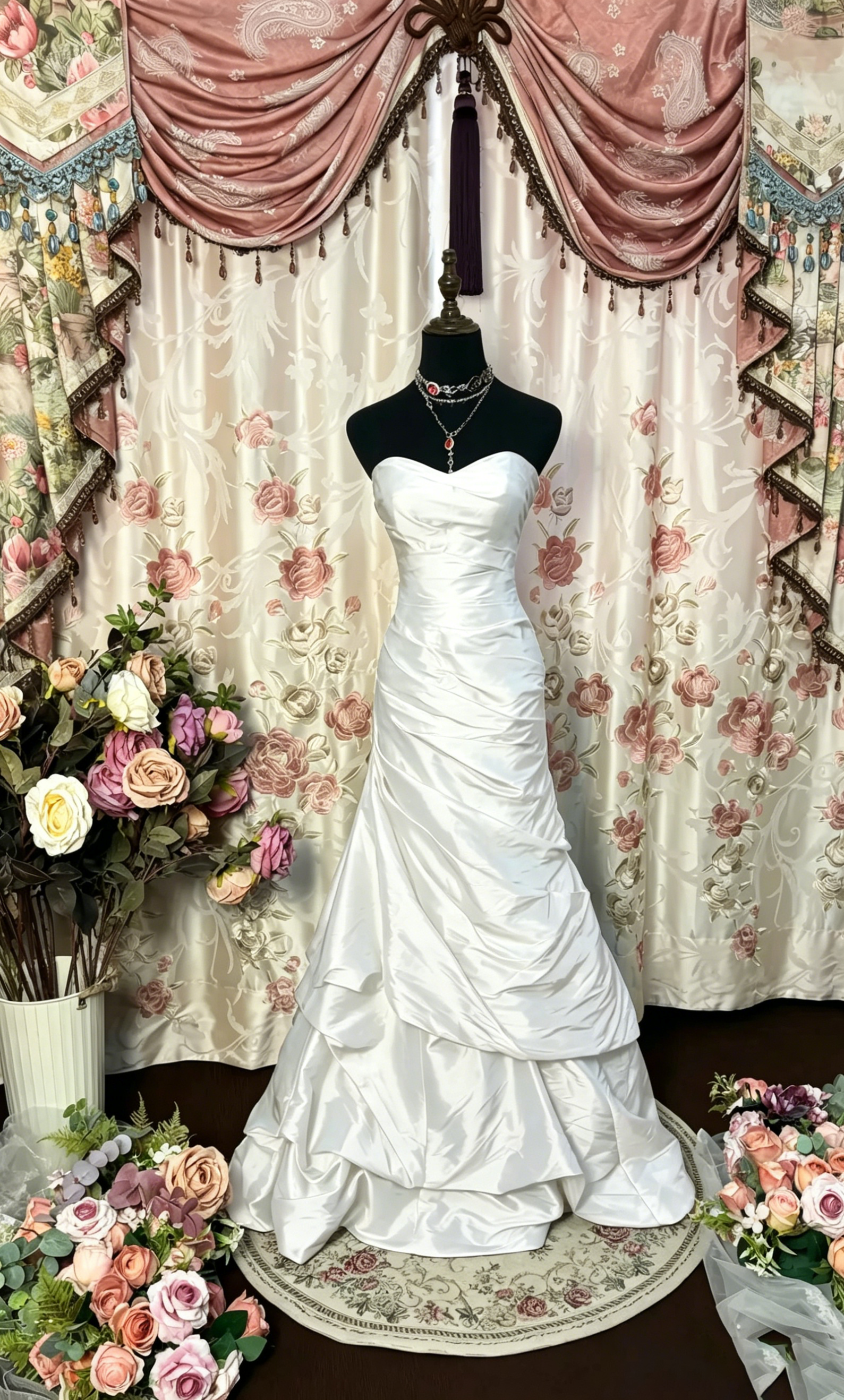 Cocoslly Strapless Sweetheart Sleeveless High Waist Long A Line Prom Dress With Ruffles | Black Red Satin PRD0034