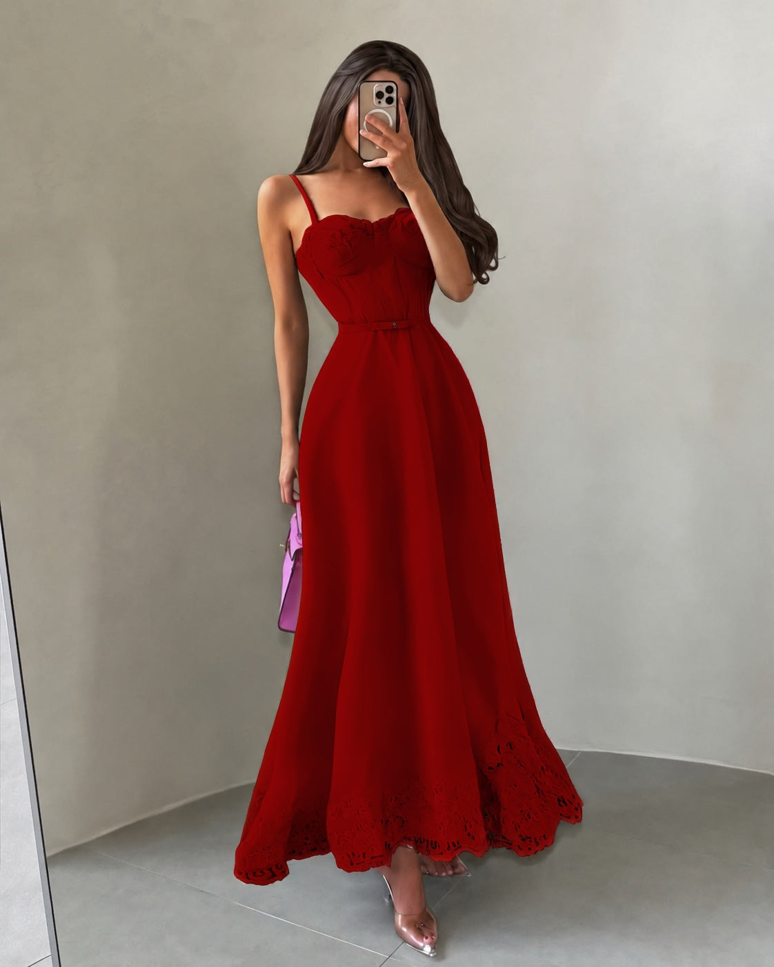 Cocoslly Spaghetti Straps Sleeveless High Waist Long A Line Prom Dress | Black Satin YK1293