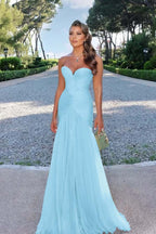 Strapless Sweetheart Sleeveless Long Prom Dress With Pleated JQ0100