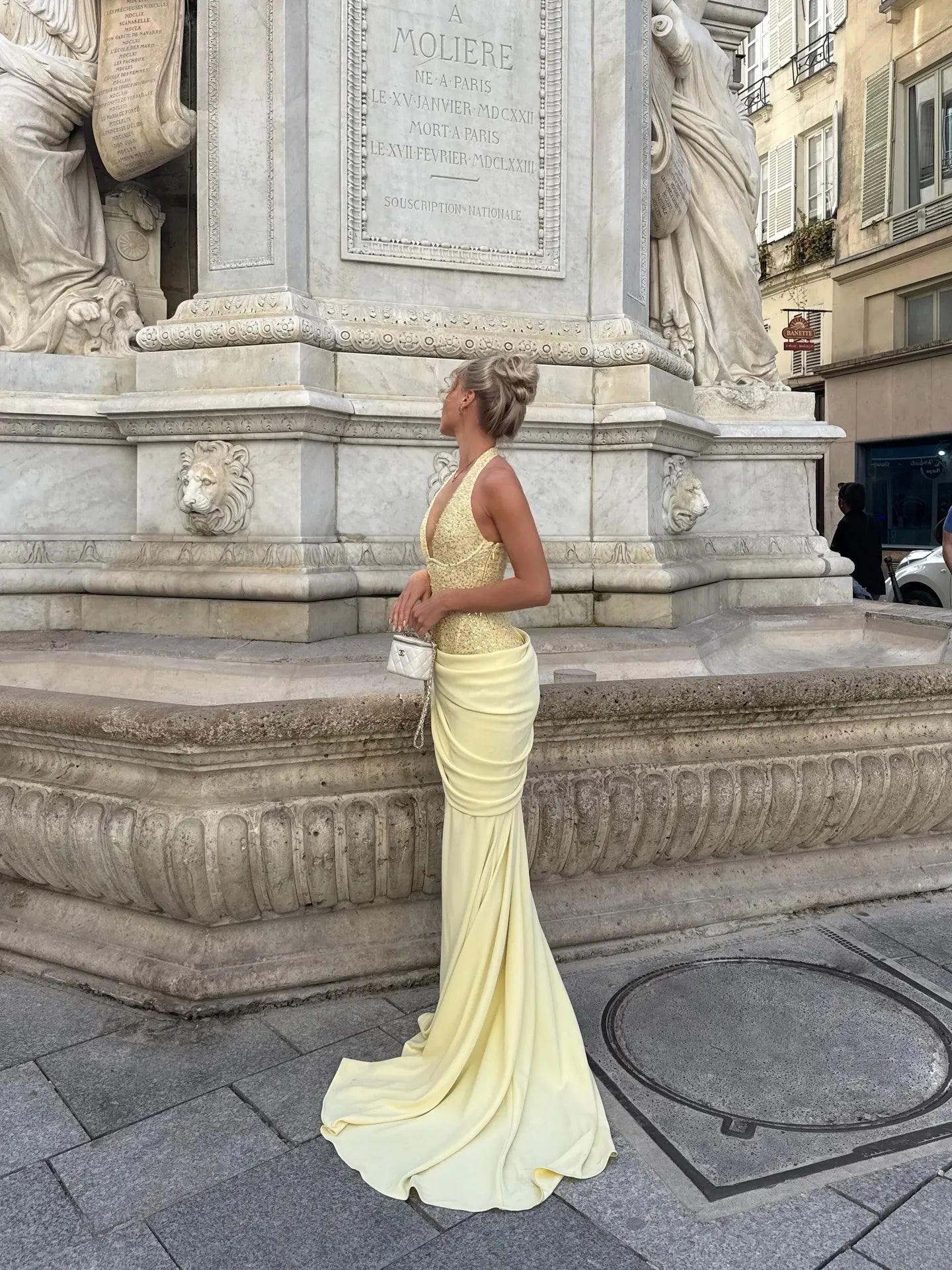 Cocoslly Halter V-Neck Sleeveless High Waist Long Mermaid Prom Dress With Sequins And Pleated | Daffodil Satin CO0168