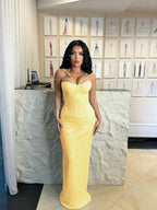 Cocoslly Spaghetti Straps Sleeveless High Waist Long Mermaid  Prom Dress | Brown Sequins YK0969
