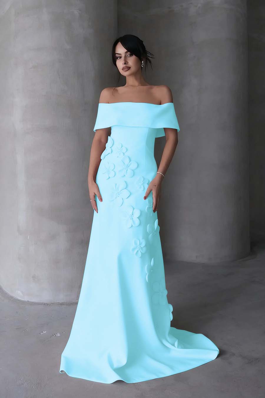 Cocoslly Off-The-Shoulder Strapless Sleeveless Long Mermaid Prom Dress With Flowers Appliqués | Red Satin ZA0194