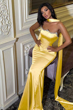 Strapless Sleeveless Long Mermaid Prom Dress With Beading Pleated YK0067