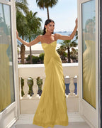 Strapless Sleeveless Sweetheart Long Mermaid Prom Dress With Pleated YK0151